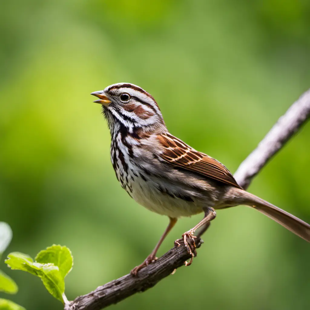 An image capturing the vibrant plumage and distinct features of a Song Sparrow in Indiana