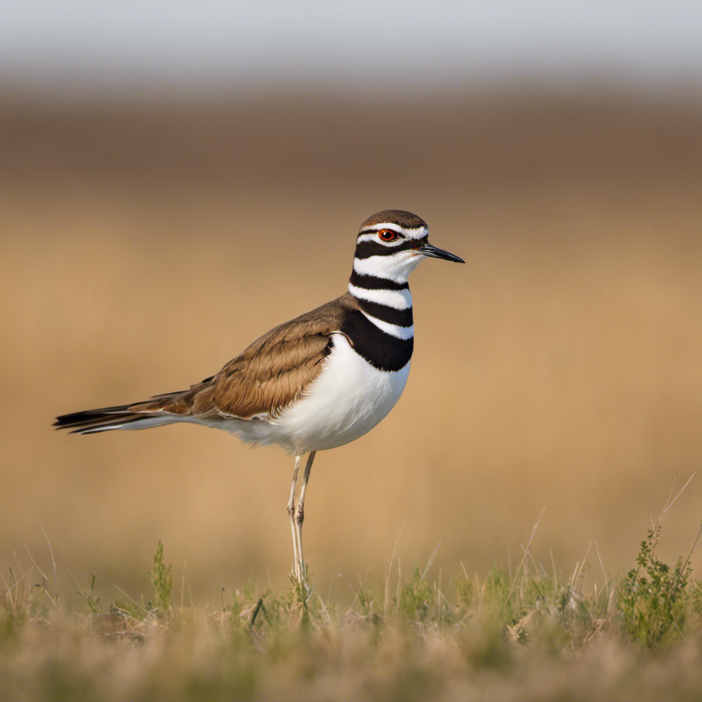 An image capturing the elegant Killdeer, a native Oklahoma bird, amidst a vibrant prairie landscape