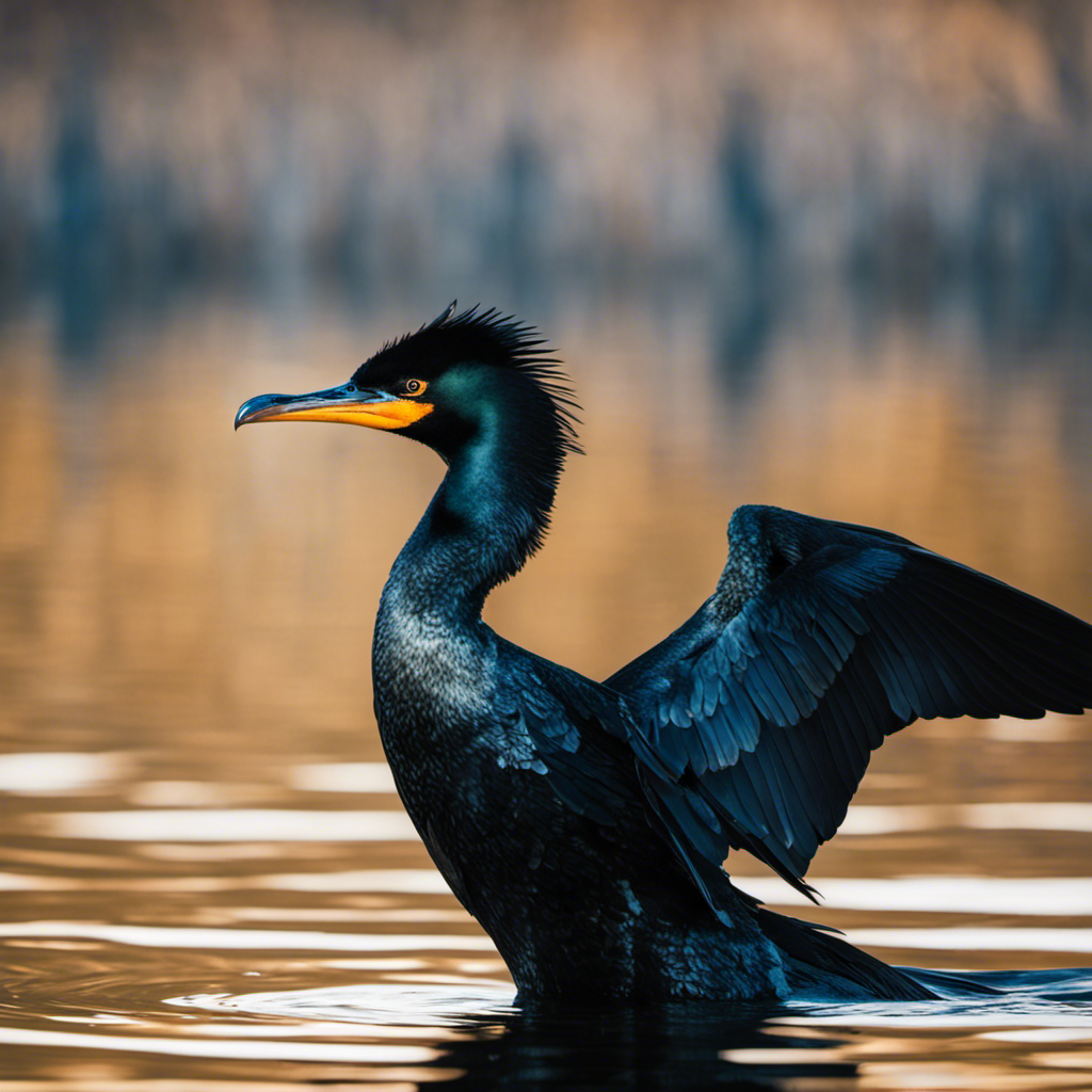 An image capturing the mesmerizing sight of a Double-crested Cormorant in Oklahoma's vast sky