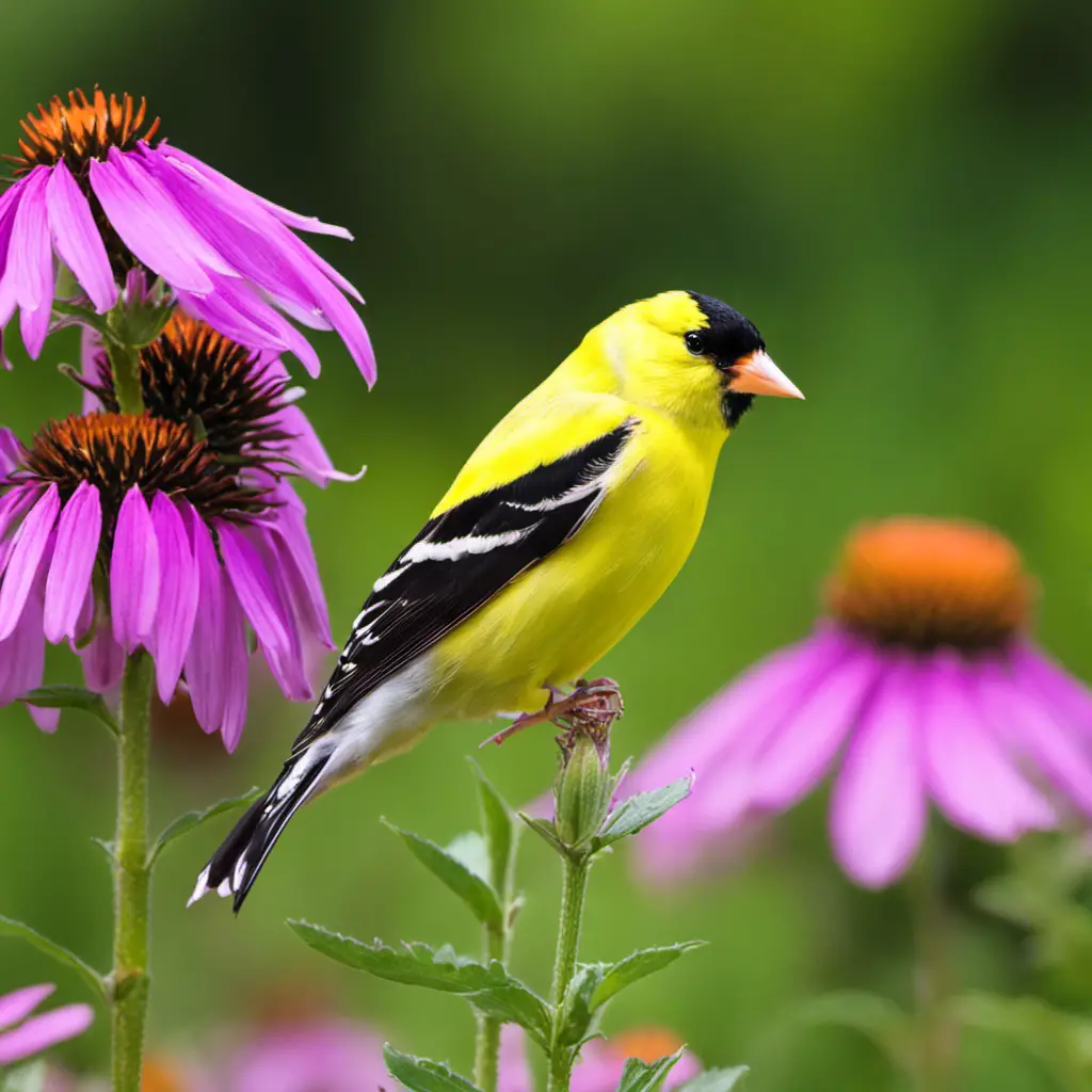 An image showcasing the vibrant beauty of an American Goldfinch in Illinois