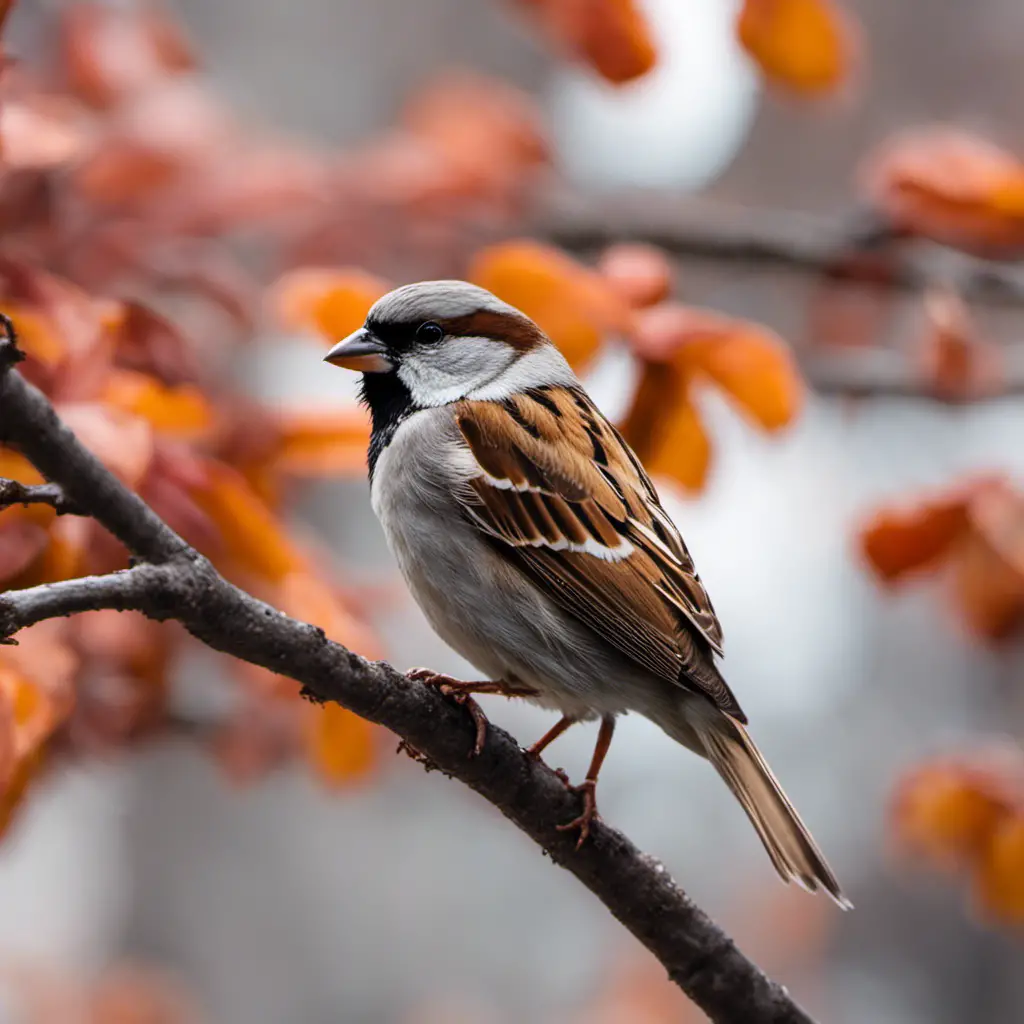 An image showcasing the vibrant House Sparrow of New York, perched on a tree branch