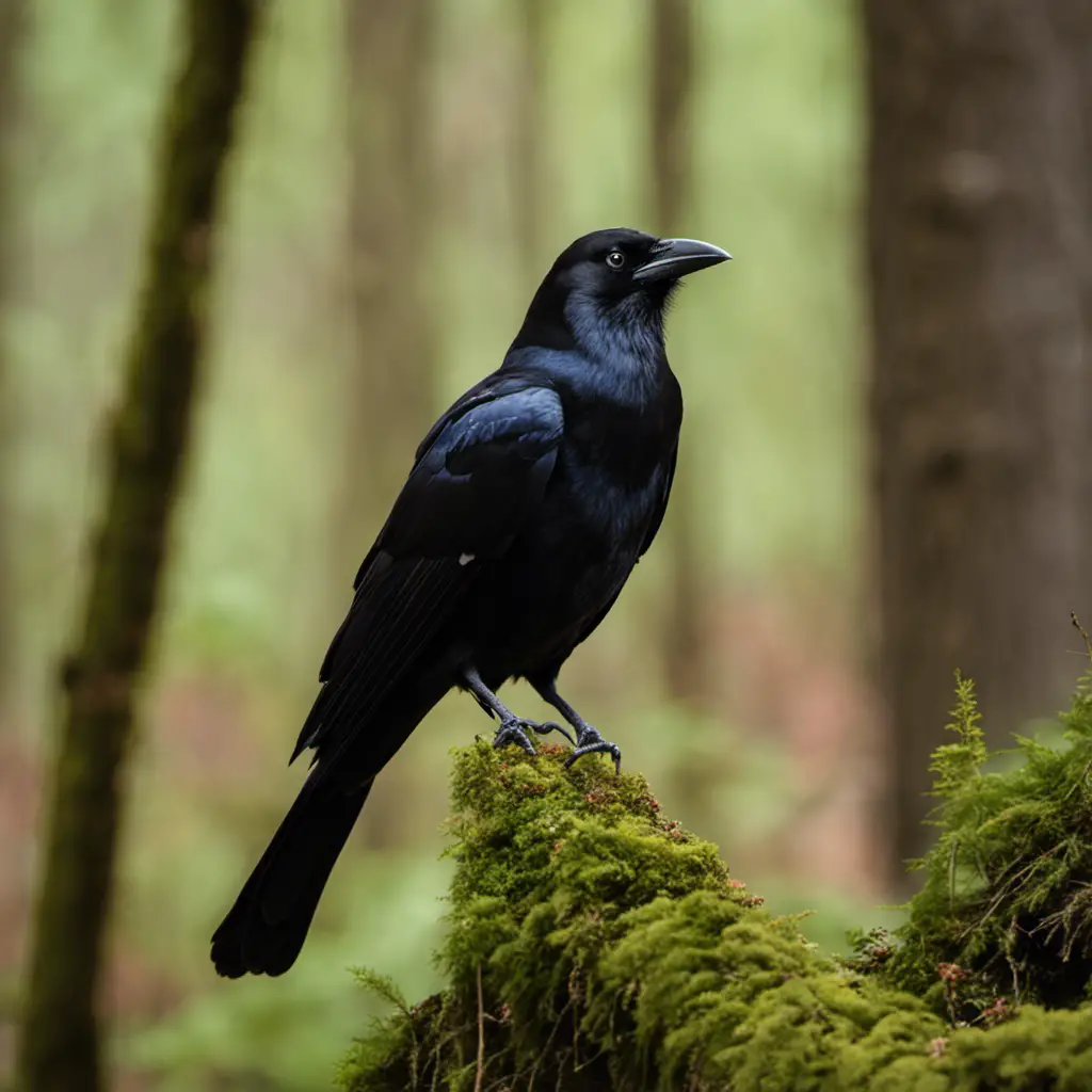 An image capturing the majestic American Crow in Pennsylvania's lush forests