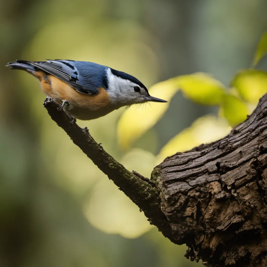 An image capturing the vibrant personality of the White-breasted Nuthatch amidst Virginia's lush woodlands