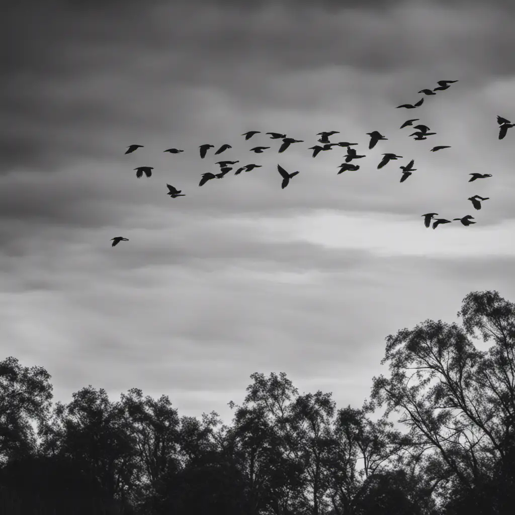 An image that captures the enchanting world of black and white birds