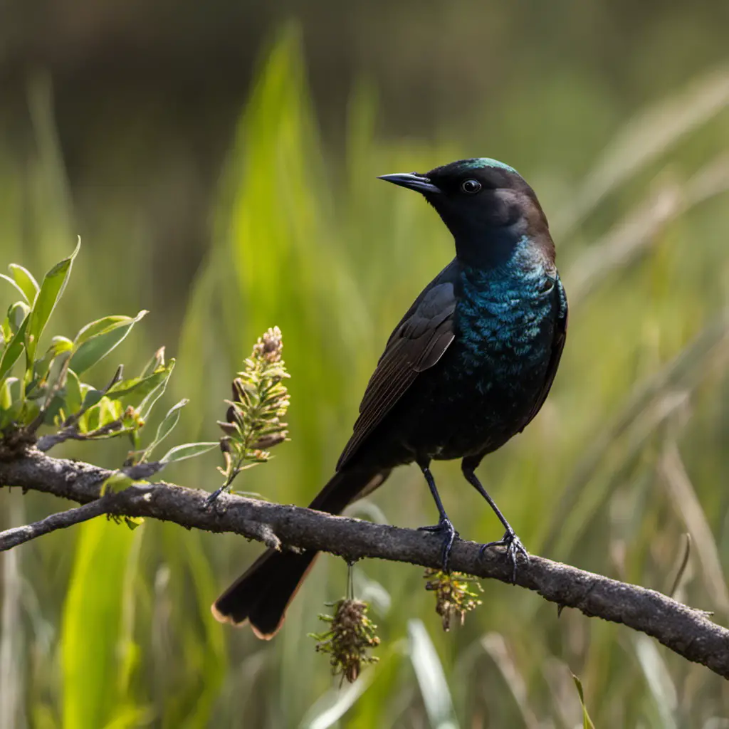 An image capturing the captivating presence of a Rusty Blackbird in Florida