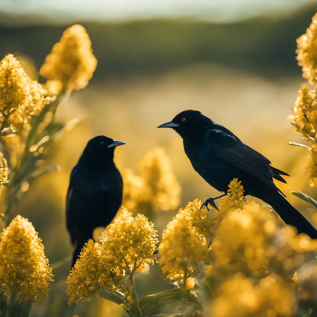 An image capturing the ethereal presence of Brewer's Blackbirds in Florida