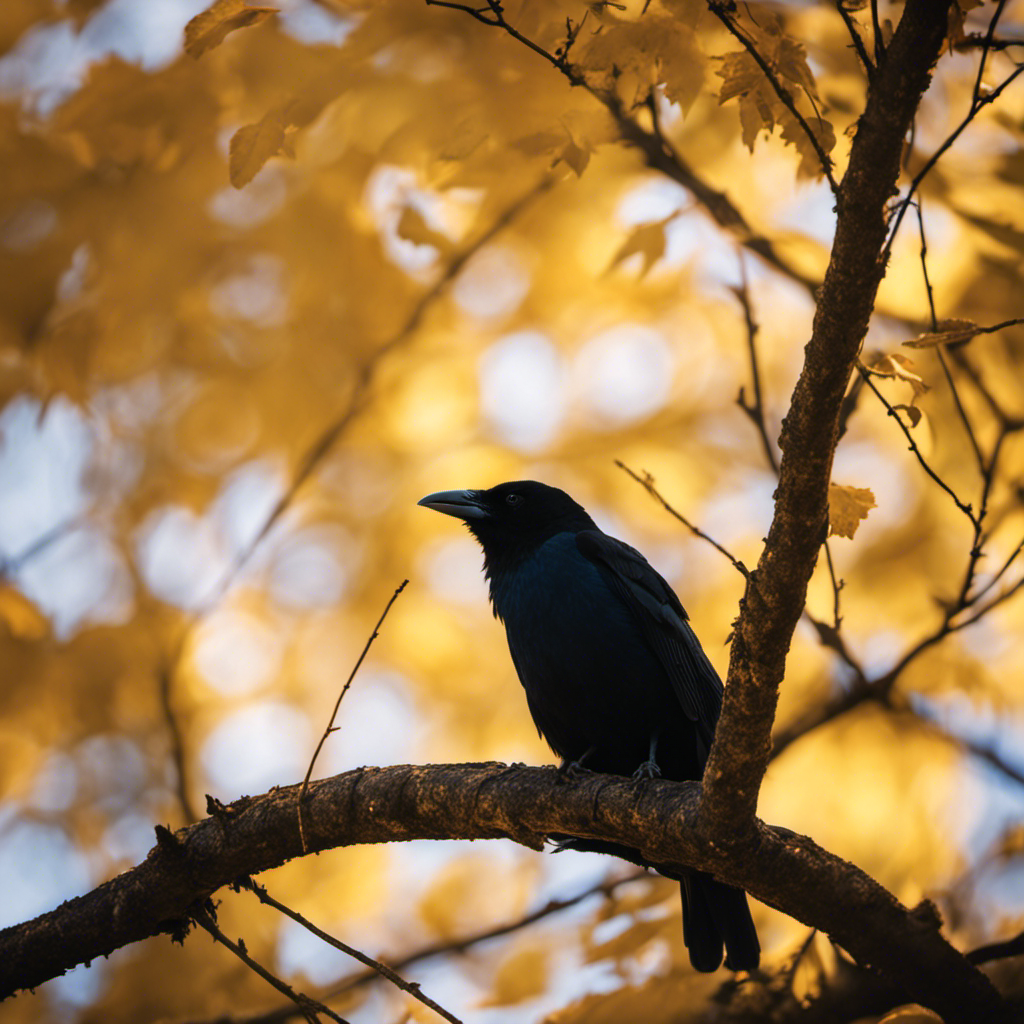 An image showcasing the enchanting presence of black birds in Michigan