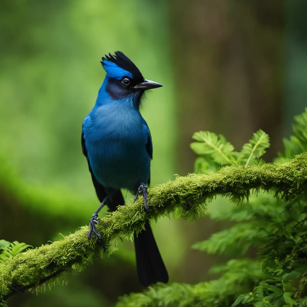 An image capturing the vibrant allure of Steller's Jays amidst the lush forests of North Carolina