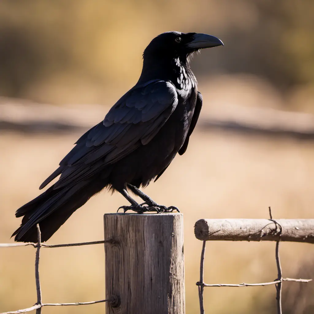 An image capturing the captivating presence of a Fan-tailed Raven amidst the vast Texan landscape