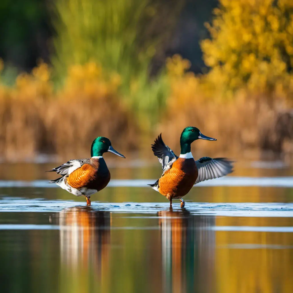 An image capturing the vibrant scene of Northern Shovelers in California's wetlands