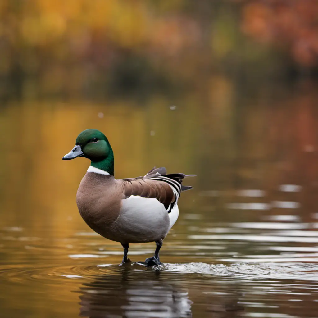 An image capturing the serene beauty of American Wigeons gliding gracefully on a serene lake in Pennsylvania