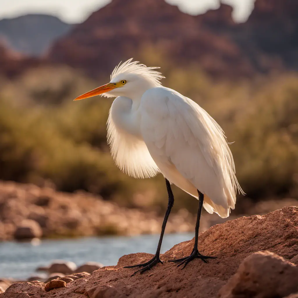 An image capturing the graceful presence of a Cattle Egret amidst the scenic Arizona landscape