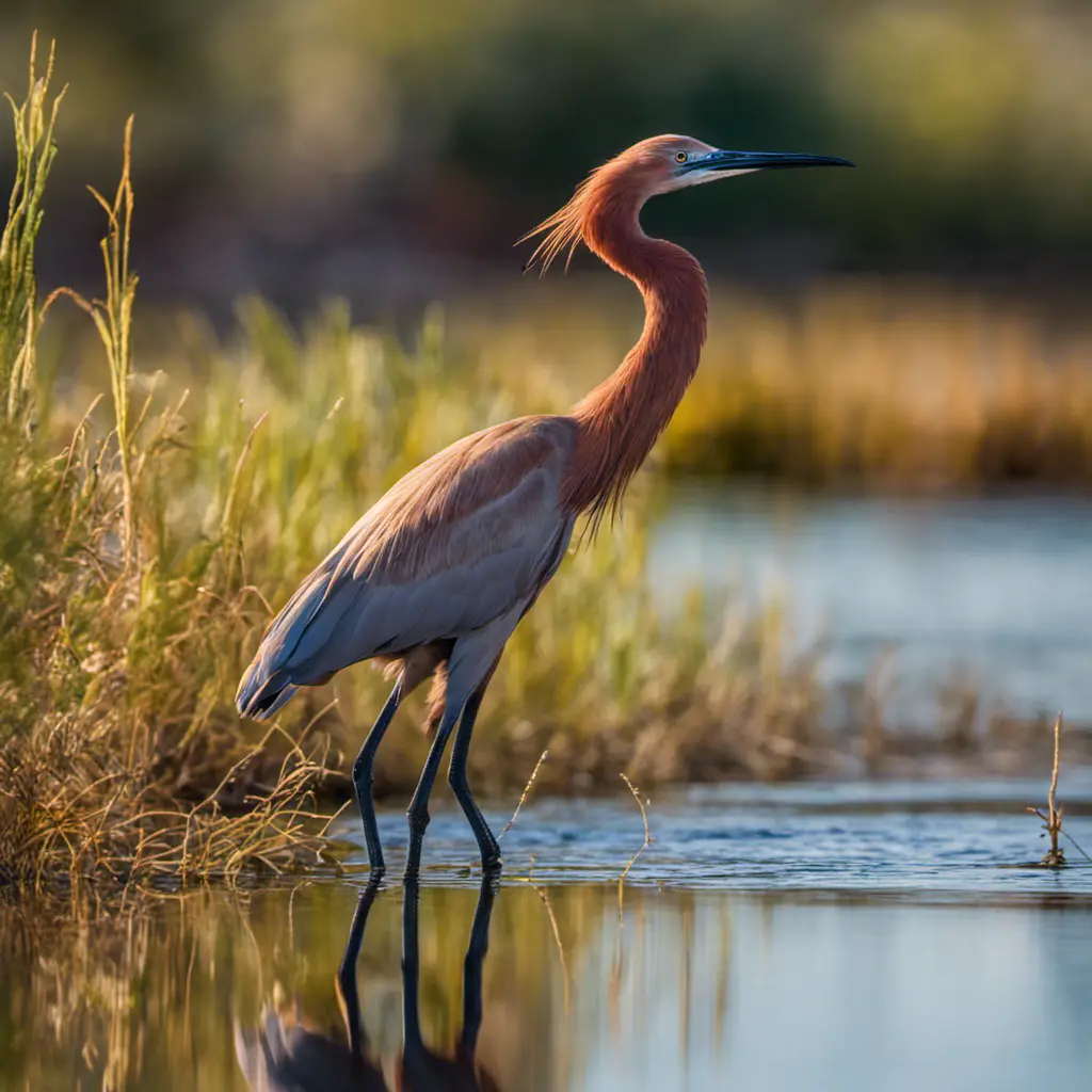 An image capturing the vibrant presence of a Reddish Egret in Arizona's serene wetlands