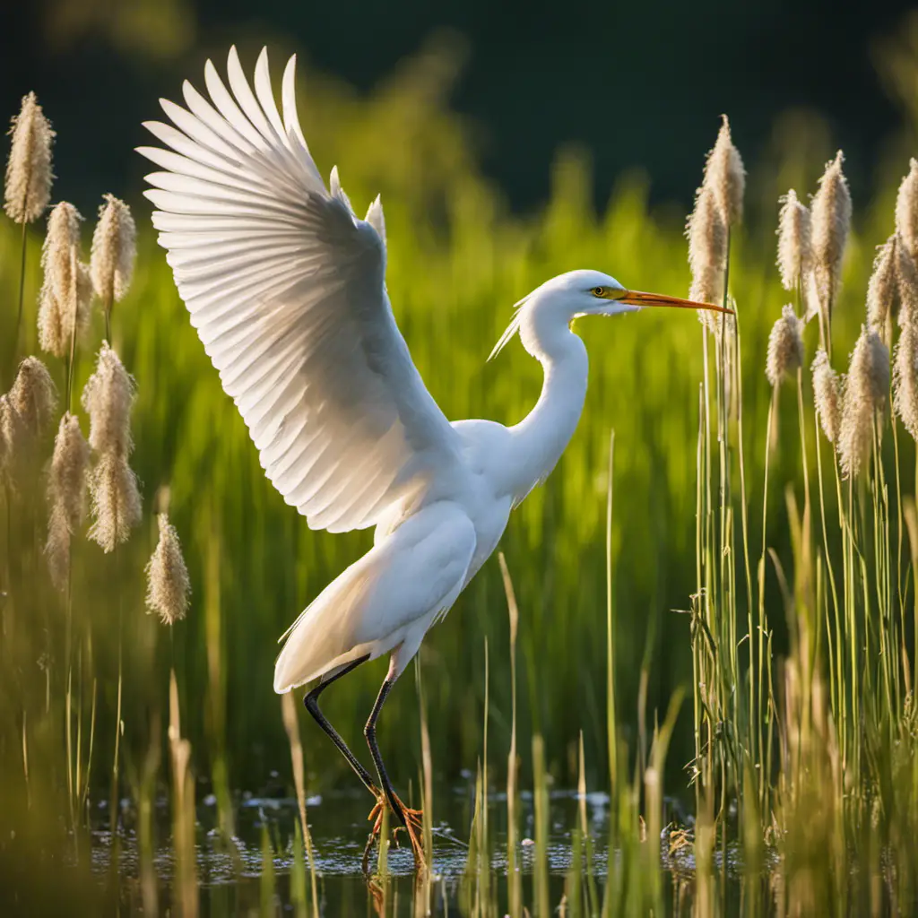  the elegance of a Cattle Egret in its natural habitat—a serene Californian wetland
