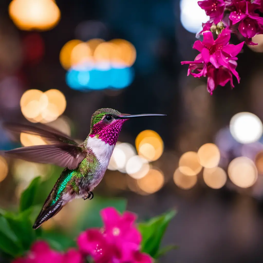 An image capturing the vibrant allure of a Calliope Hummingbird in the bustling streets of New York