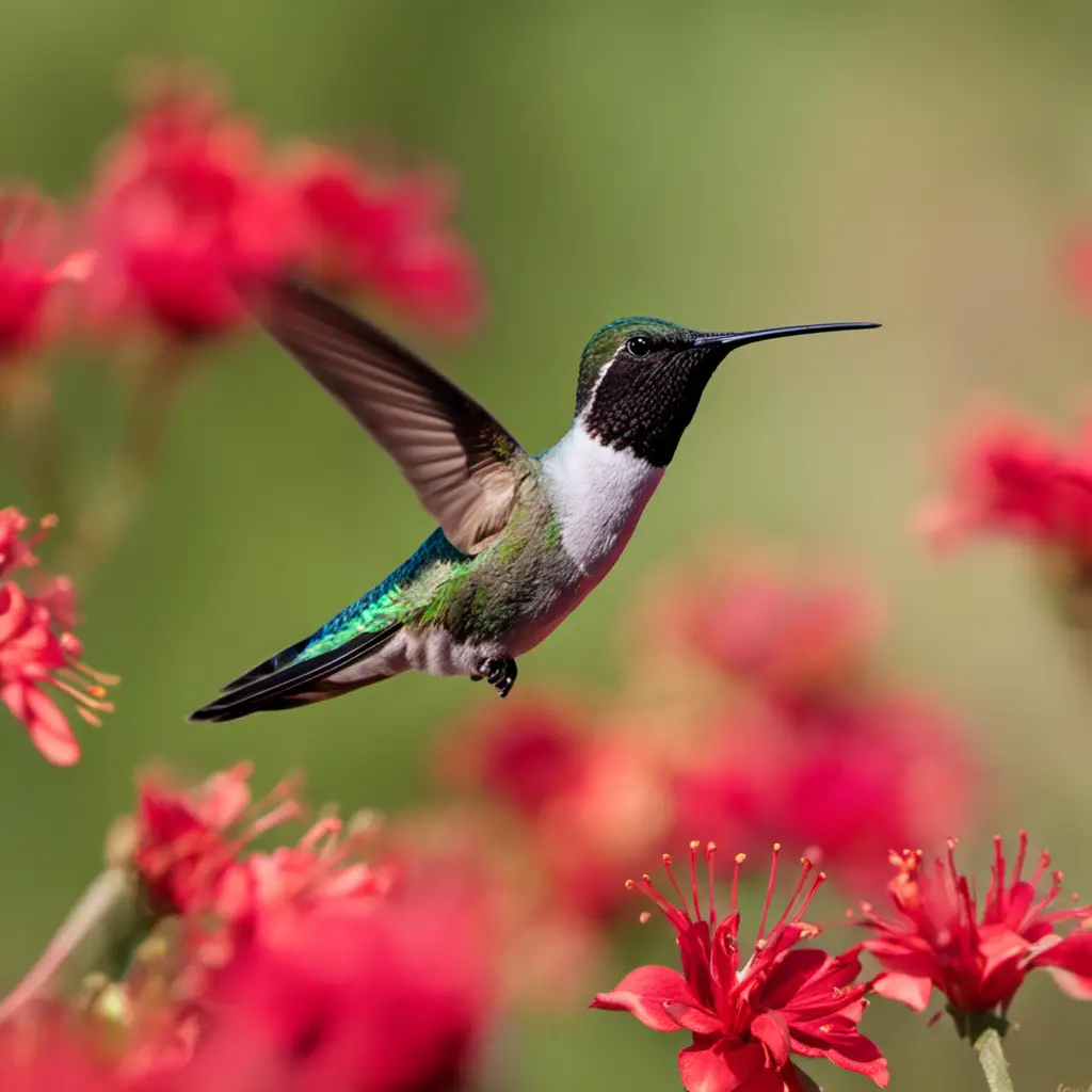 An image showcasing the mesmerizing Black-chinned hummingbird of Texas