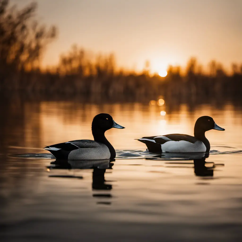 An image capturing the ethereal beauty of Lesser Scaup ducks in Illinois