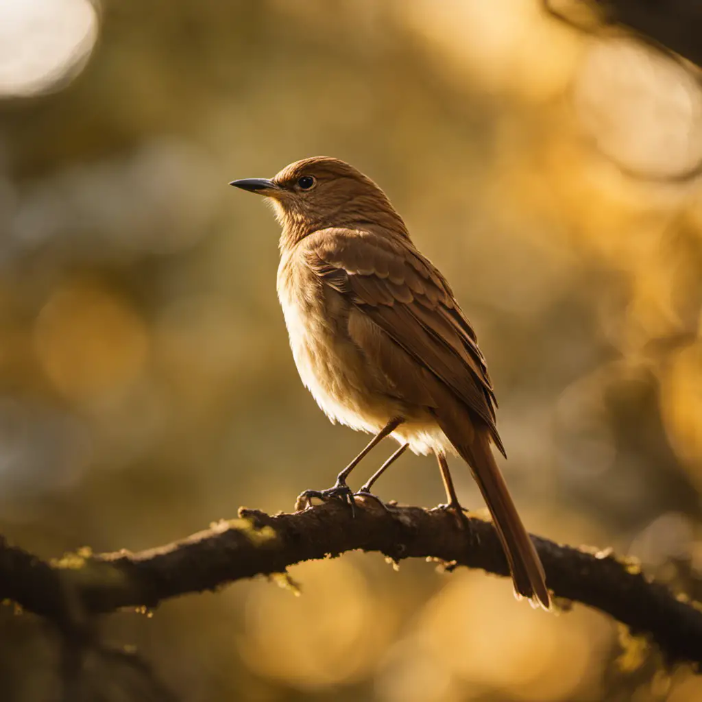 An image capturing the enchantment of brown birds in their natural habitat – a serene forest drenched in golden sunlight, where these feathered creatures gracefully perch on sturdy branches, their rich plumage blending harmoniously with the earthy tones of their surroundings