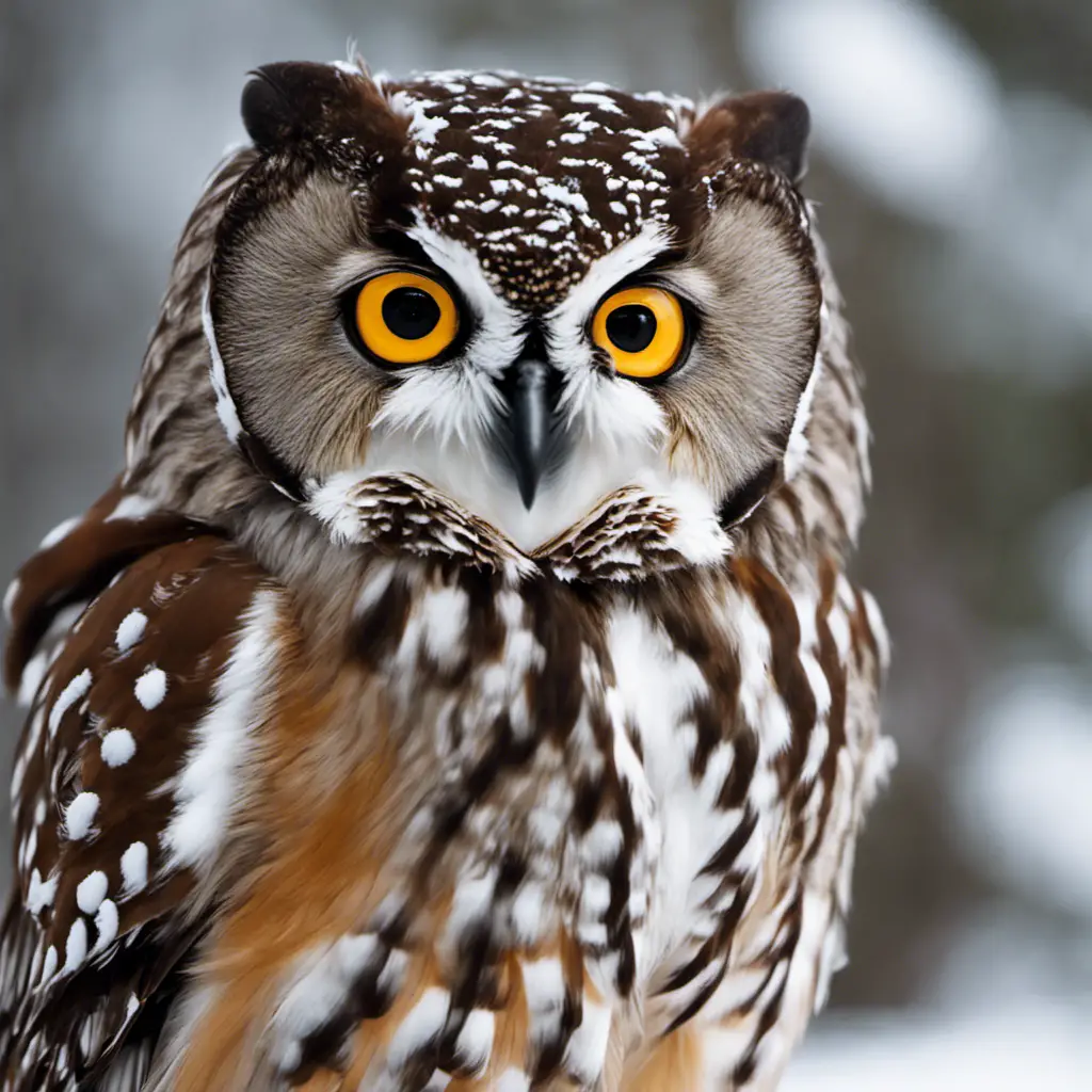 An image capturing the enchanting essence of Ohio's Boreal owl amidst a snowy landscape