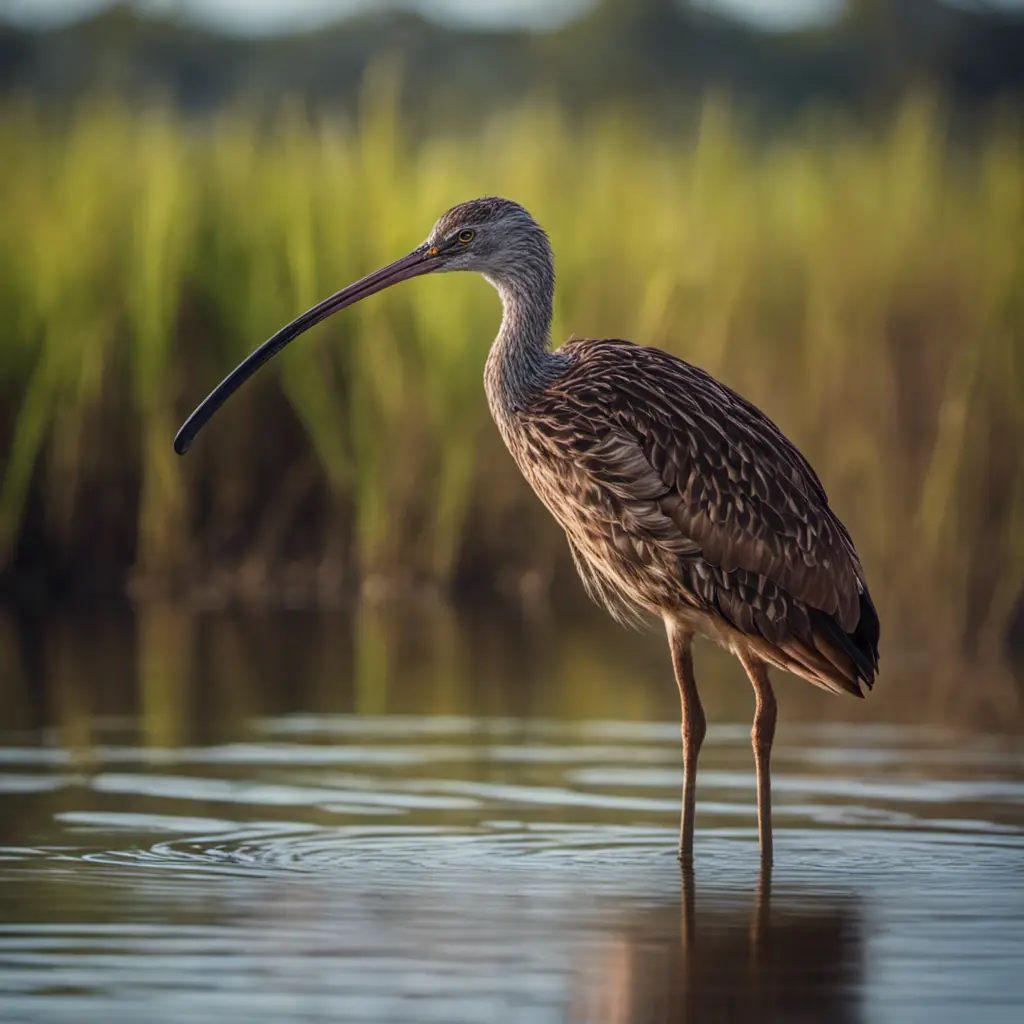 An image capturing the ethereal beauty of a Limpkin in Florida's marshlands