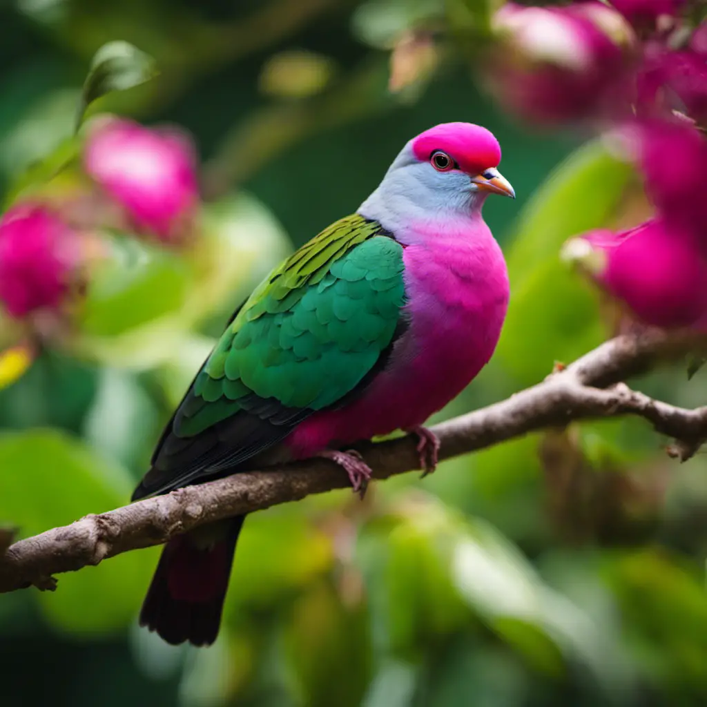 An image capturing the vibrant allure of the Pink-headed Fruit Dove