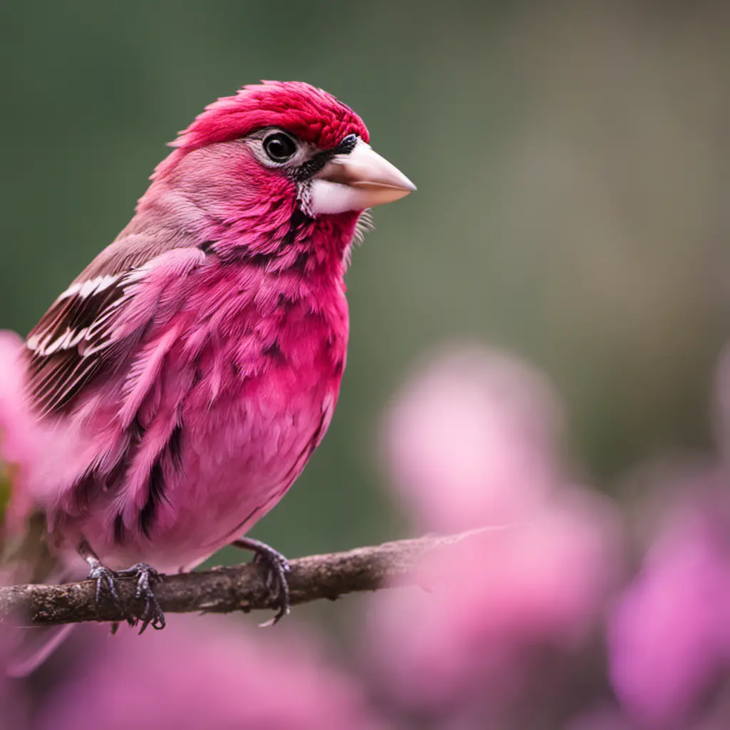 An image capturing the enchanting beauty of a Purple Finch in vivid shades of pink