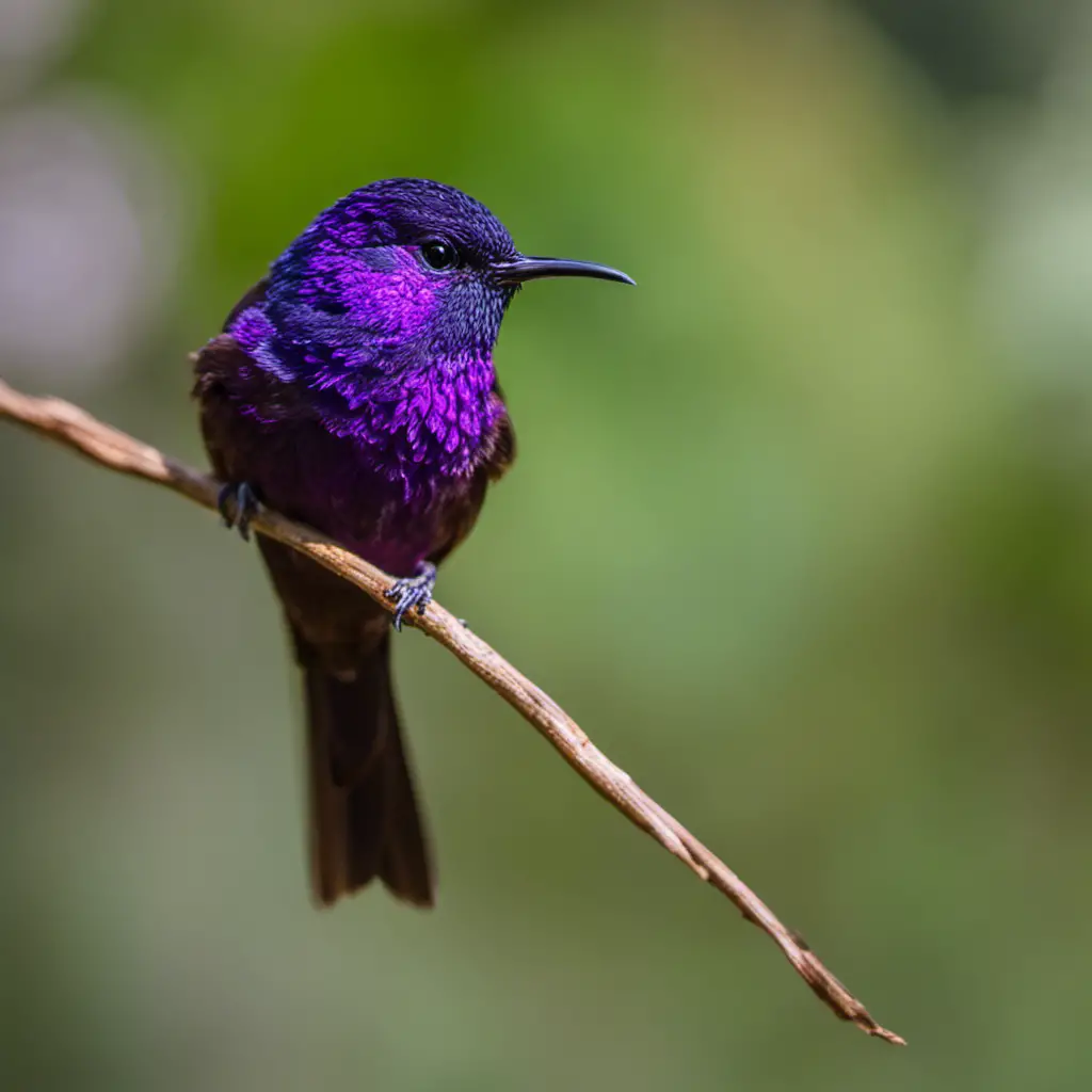 An eye-catching image of a Purple-backed Thornbill, showcasing its vibrant plumage