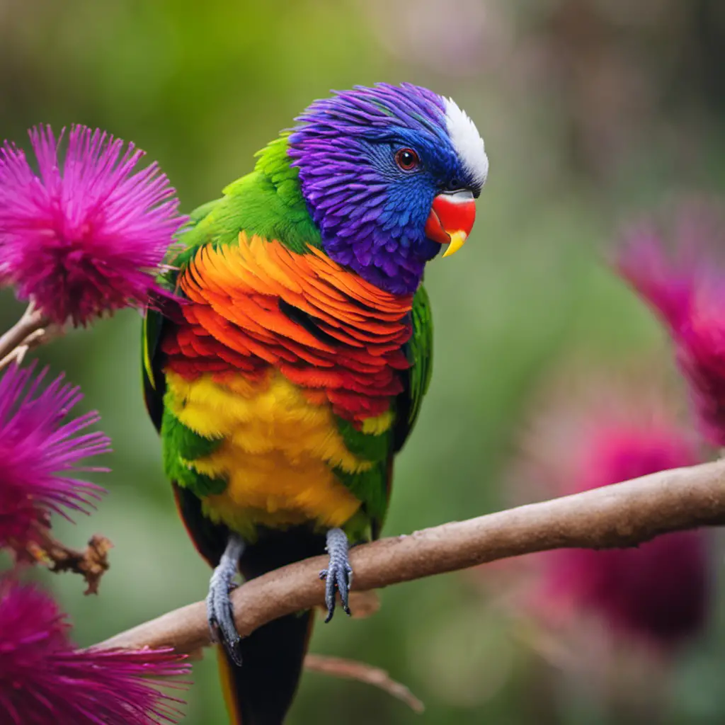 An image showcasing the vibrant plumage of the Purple-headed Lorikeet