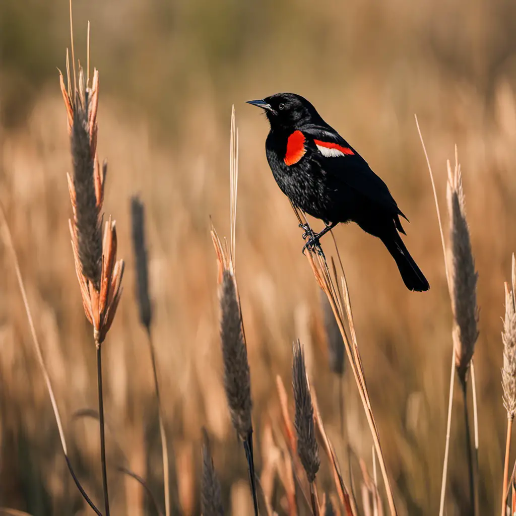 An image capturing the vibrant essence of Texas's Red-winged Blackbird