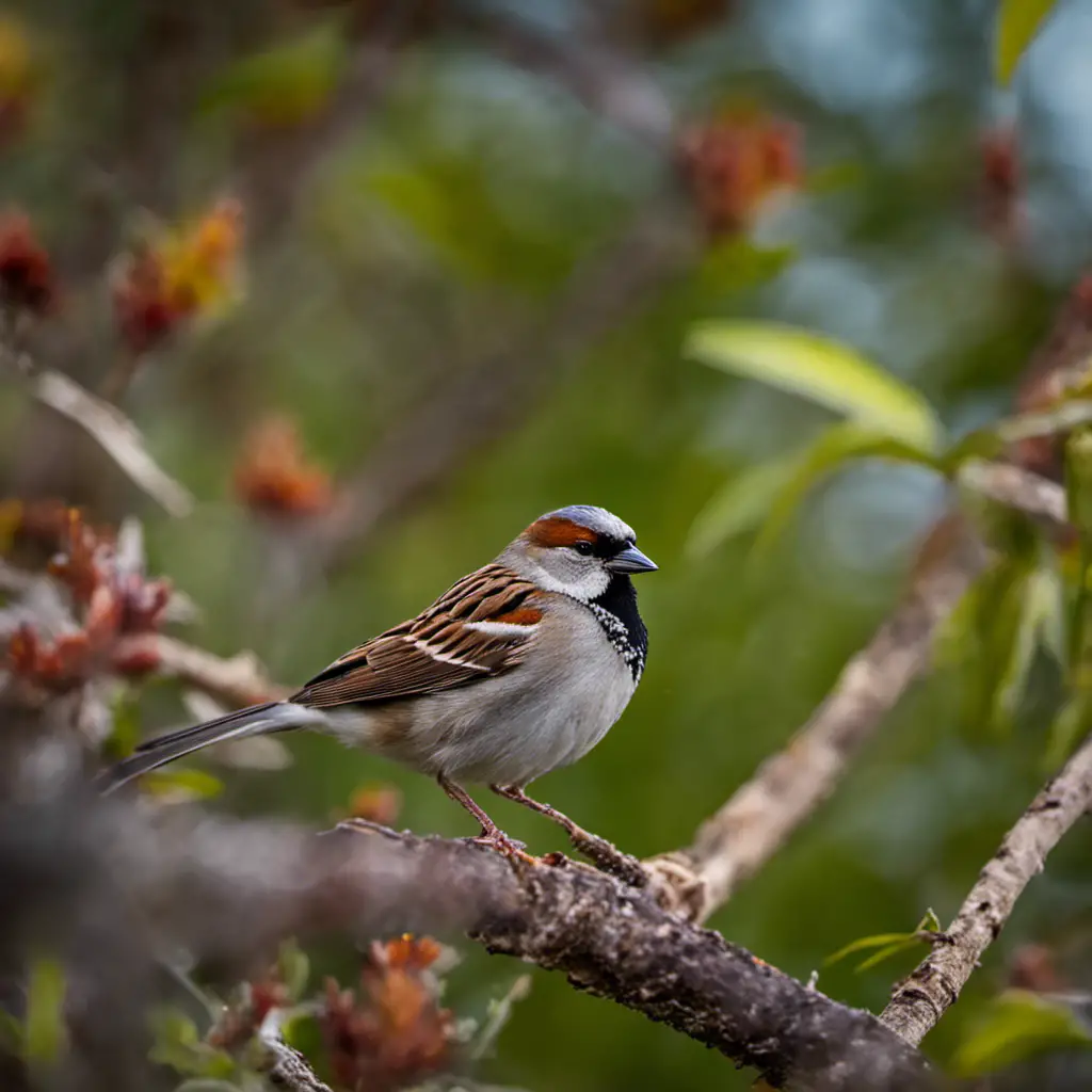 An image showcasing the vibrant plumage of House Sparrows (Passer domesticus) in Texas