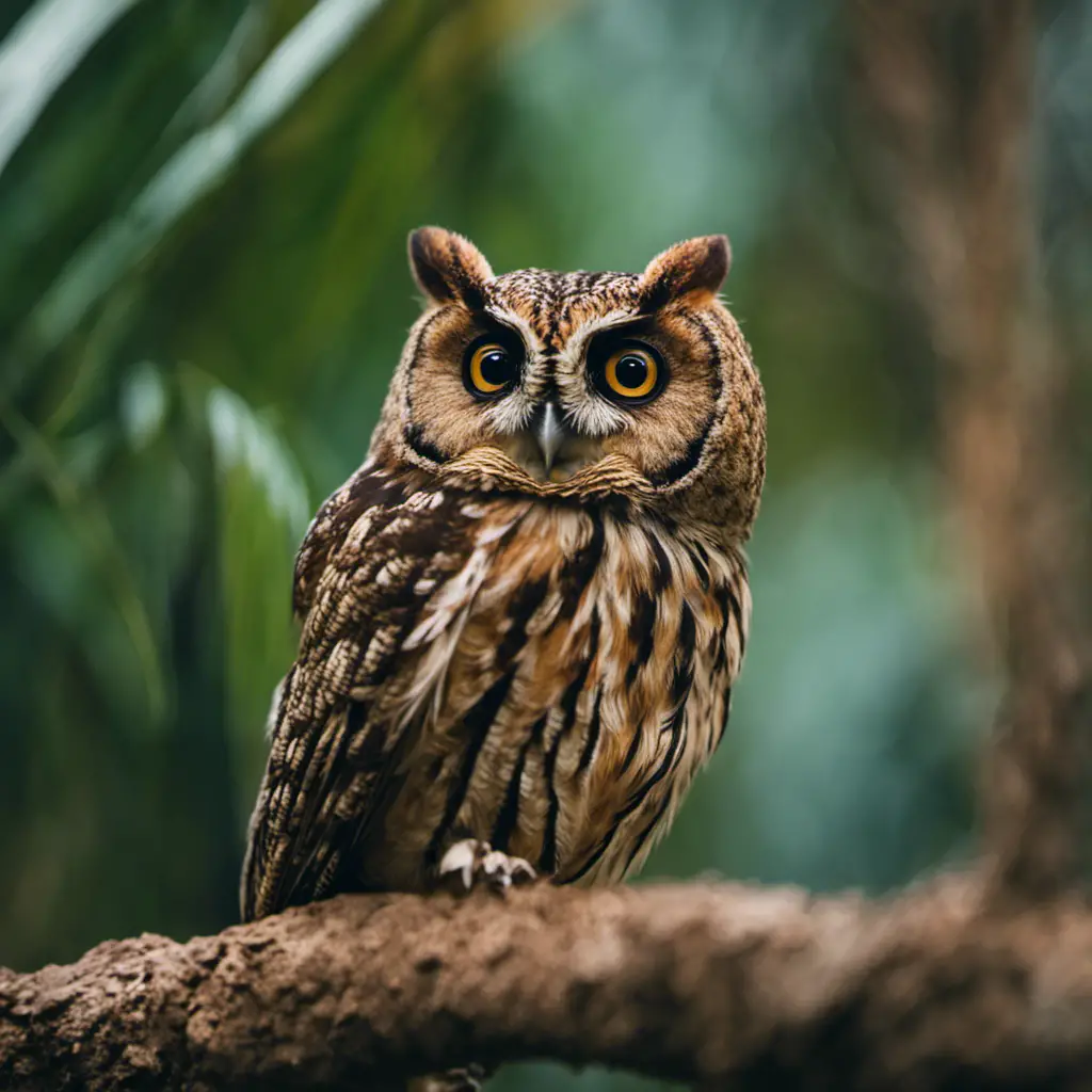  the enchanting essence of the Flammulated Owl, a diminutive species found hidden amidst the lush Florida foliage