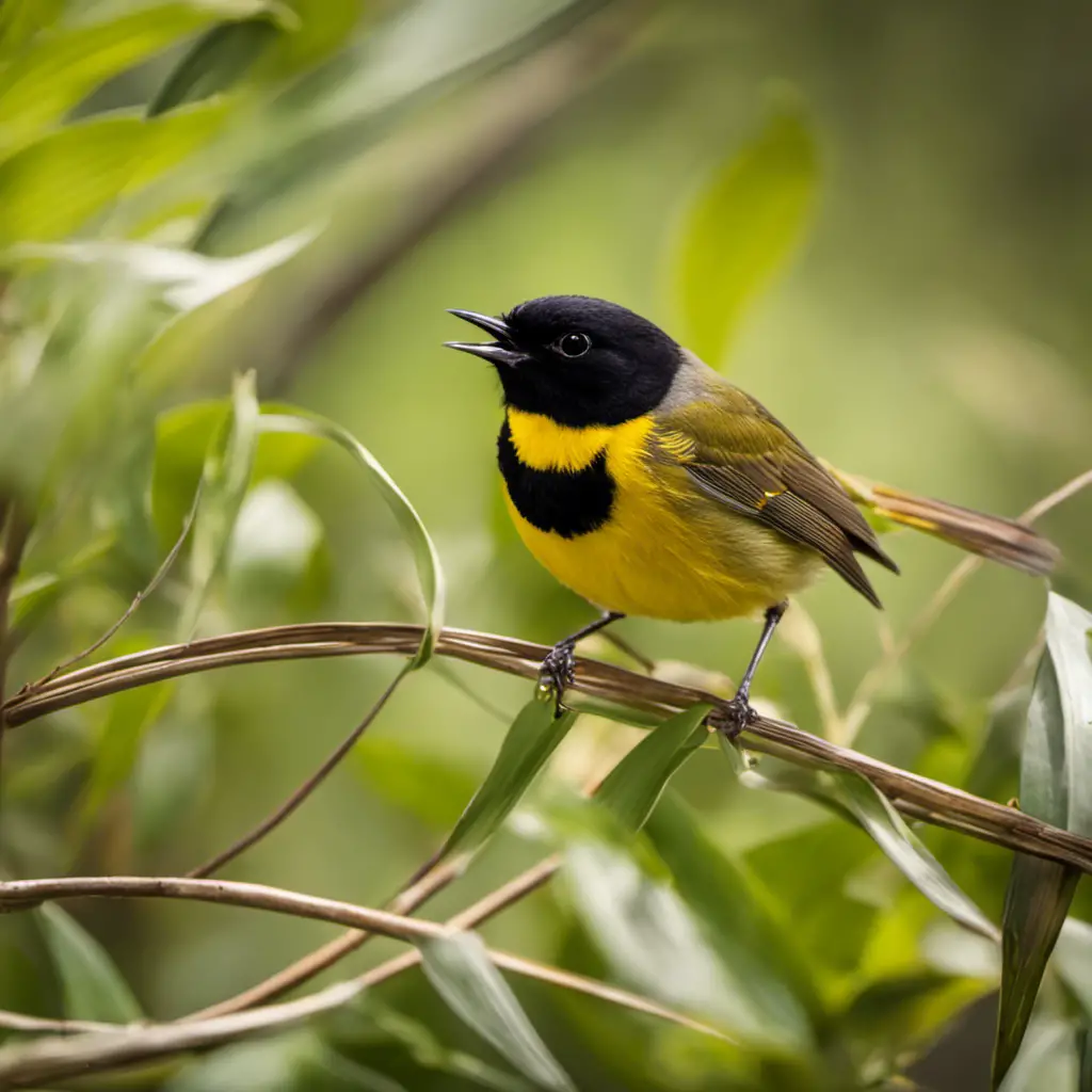 An image capturing the vibrant ecosystem of Florida's Warblers, with a focus on the enchanting Common Yellowthroat