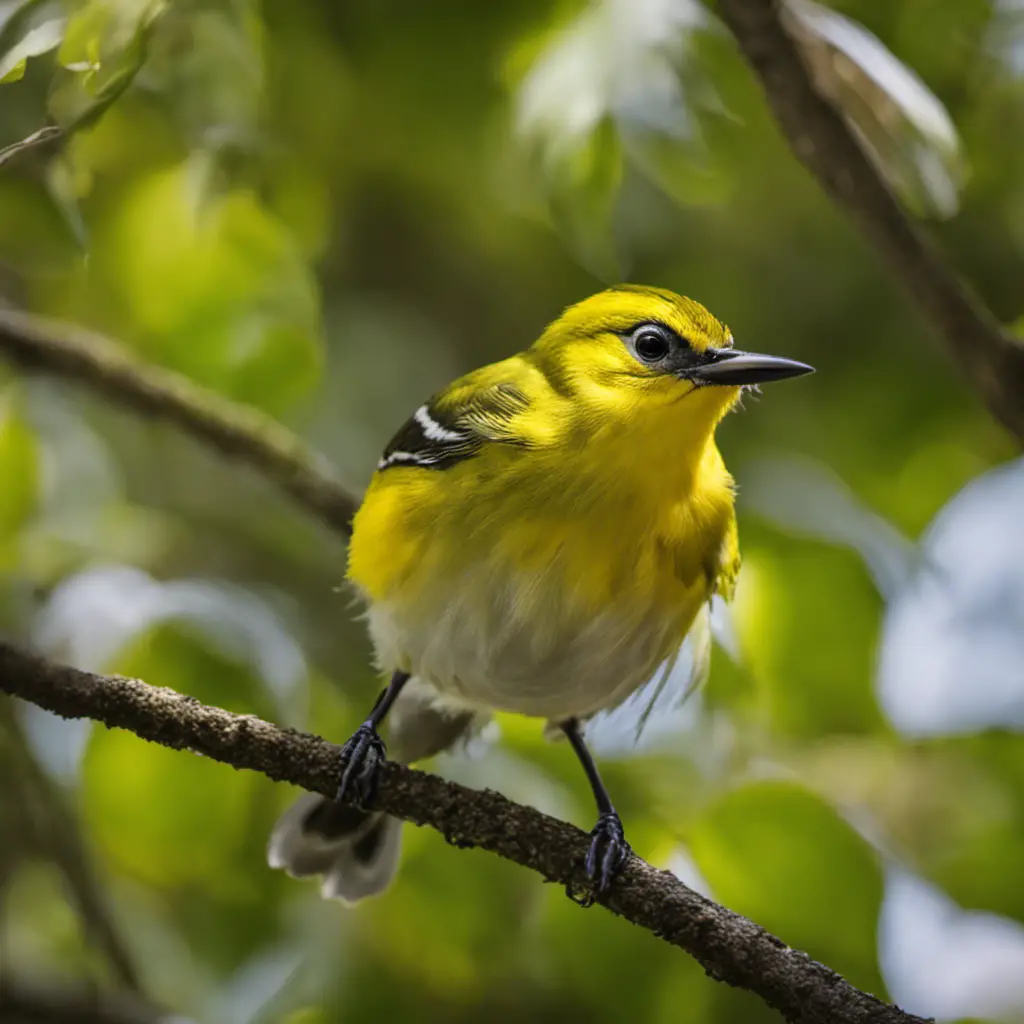 An image capturing the vibrant presence of a Yellow-Throated Vireo in its Florida habitat