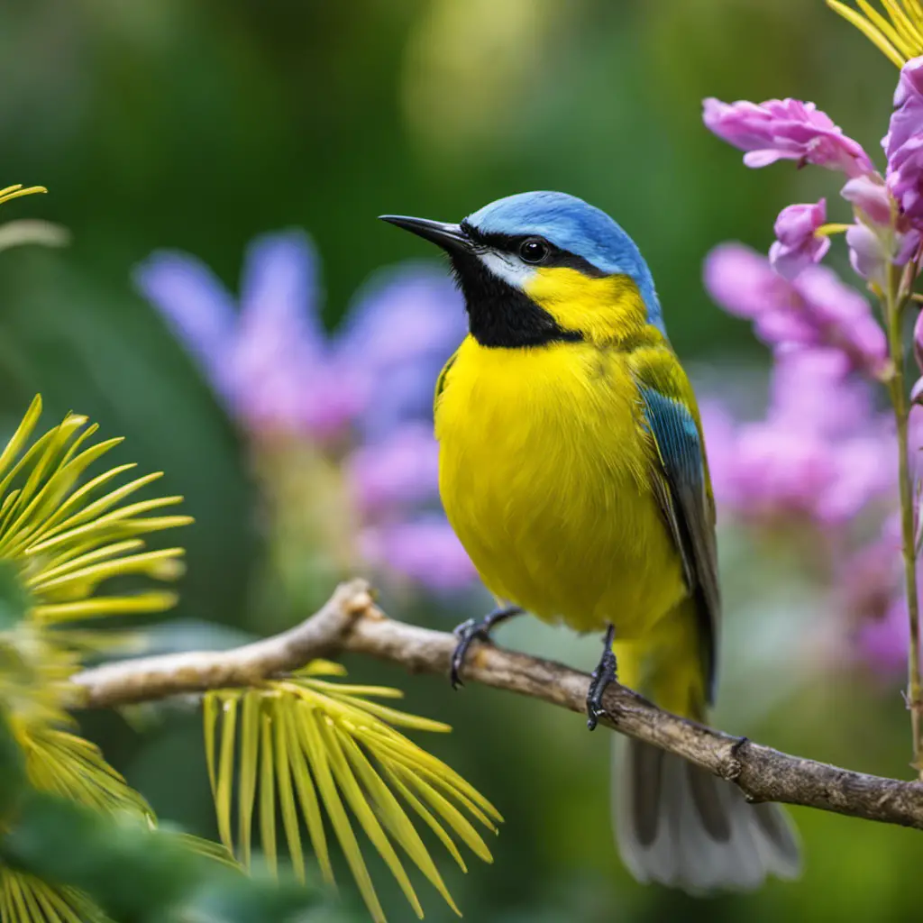 An image capturing the vibrant essence of a Blue-Winged Warbler amidst the lush Florida landscape
