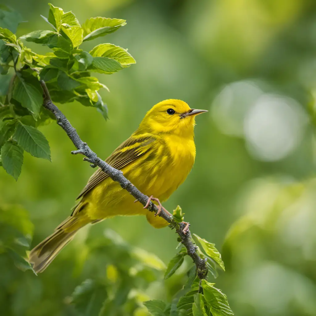 An image capturing the vibrant beauty of Michigan's American Yellow Warbler
