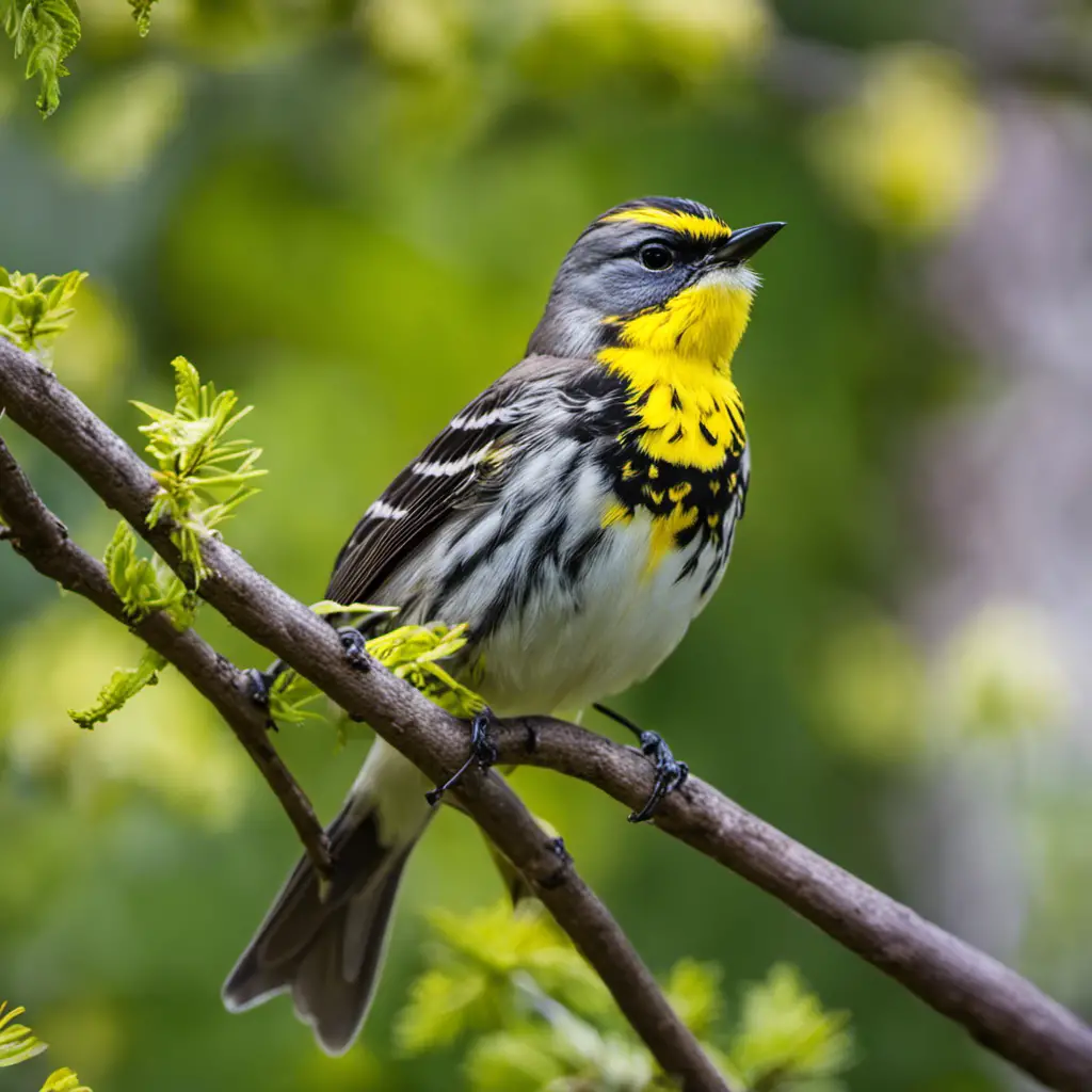 An image capturing the vibrant essence of a Yellow-Rumped Warbler in Michigan
