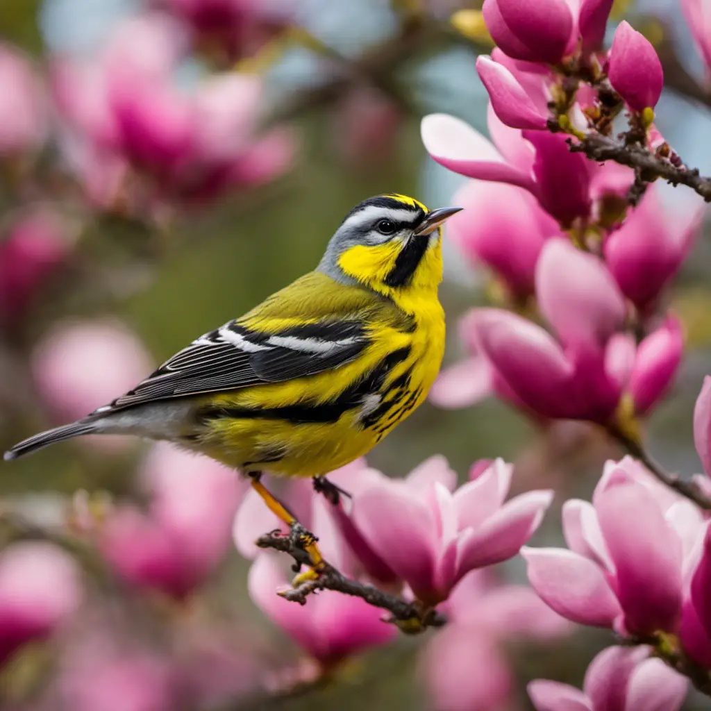 An image capturing the vibrant essence of North Carolina's Magnolia Warbler