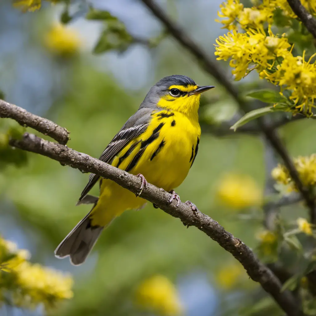 An image showcasing the vibrant beauty of Pennsylvania's yellow birds