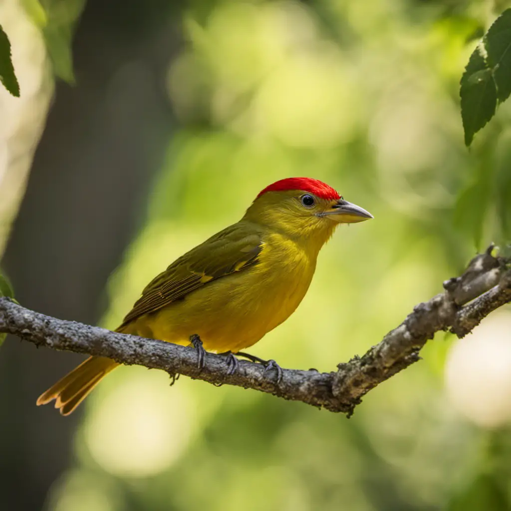 An image capturing the vibrant beauty of a female Summer Tanager