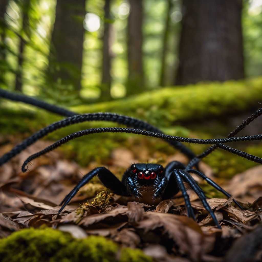 An image of a black widow spider, a timber rattlesnake, and a coyote in a New York forest