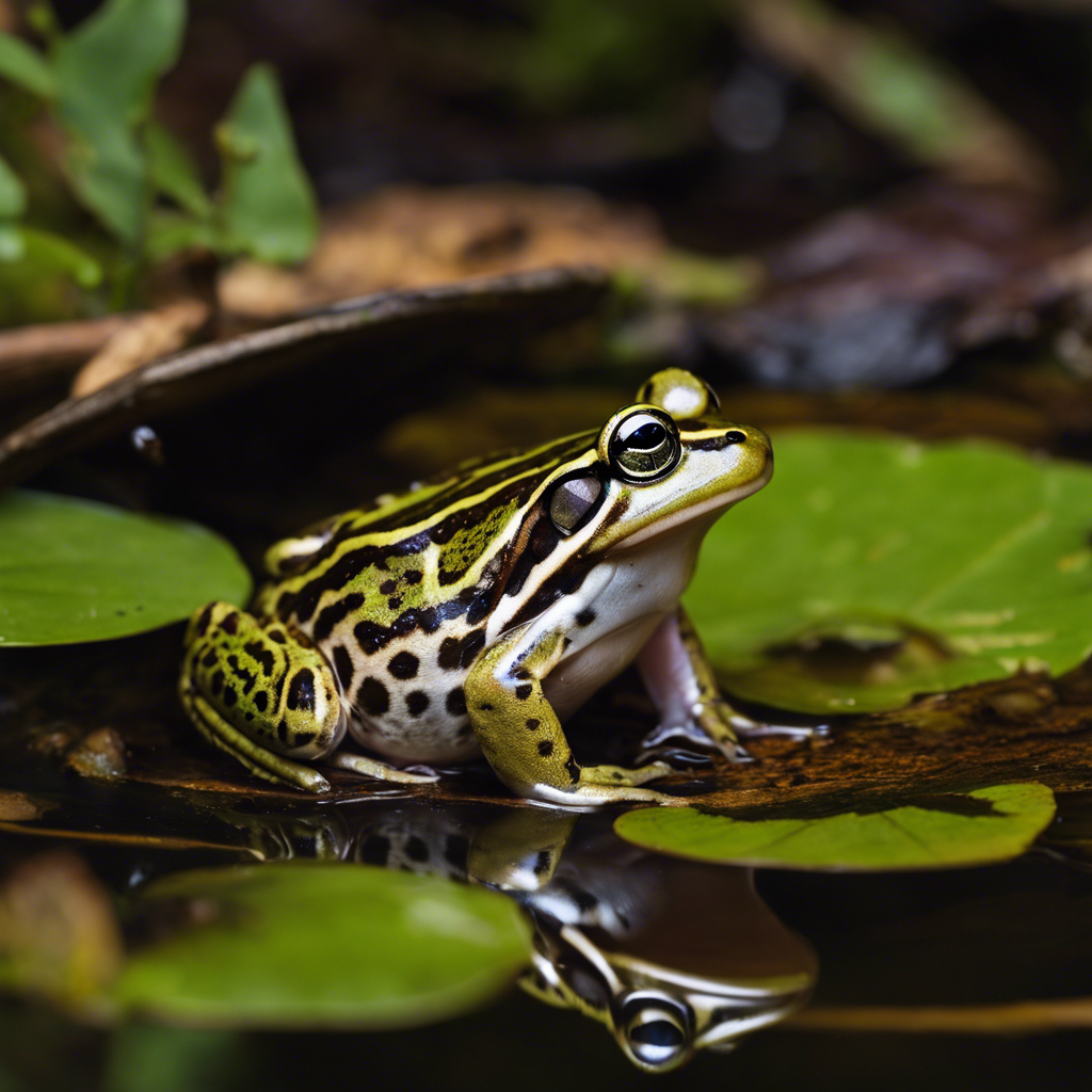 An image depicting the diverse habitats of New York, showcasing the common frog species found in the state, including the Northern Leopard Frog, Wood Frog, and American Bullfrog