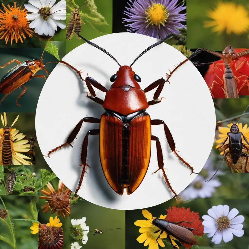 An image of a collage featuring the most common insects in New York, such as the American cockroach, bed bug, housefly, and eastern lubber grasshopper