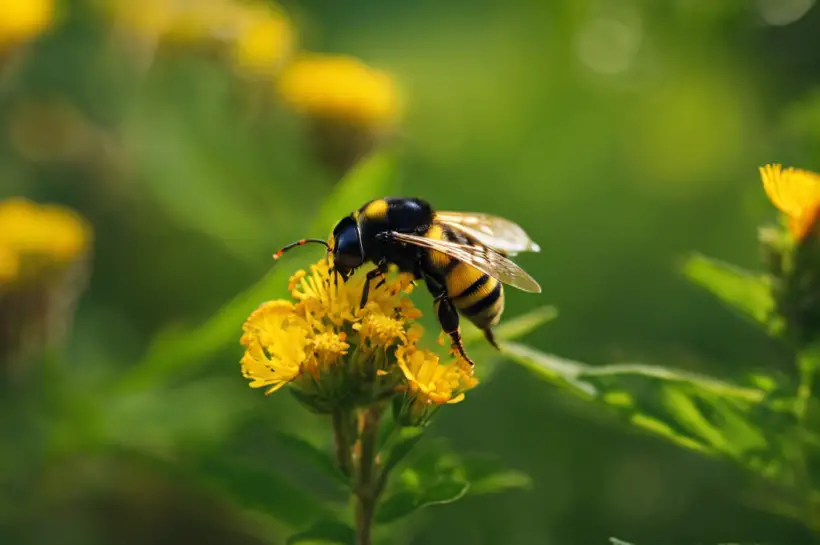 An image showcasing a variety of insects commonly found in Pennsylvania, such as fireflies, ladybugs, and bumblebees, set against a backdrop of lush green foliage and wildflowers