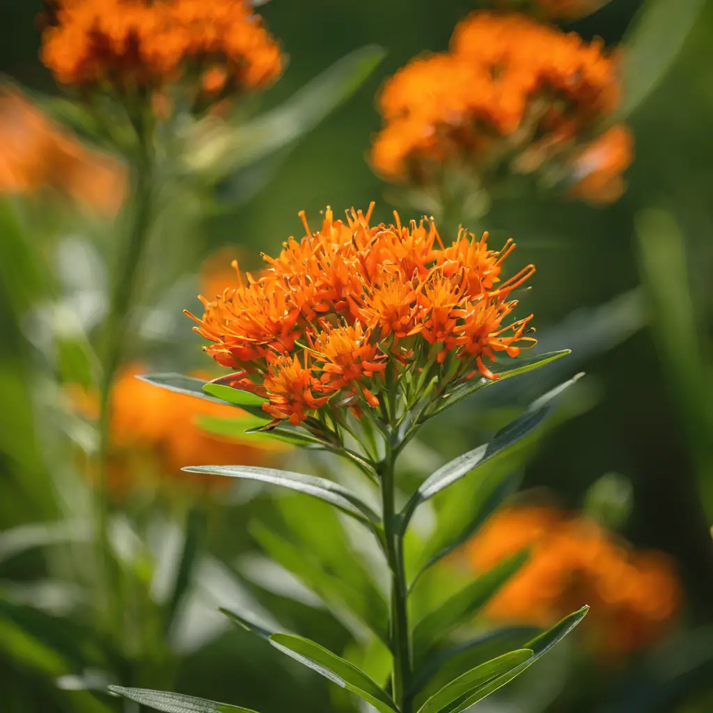 An image showcasing a vibrant cluster of Butterfly Weed flowers in a Pennsylvania field