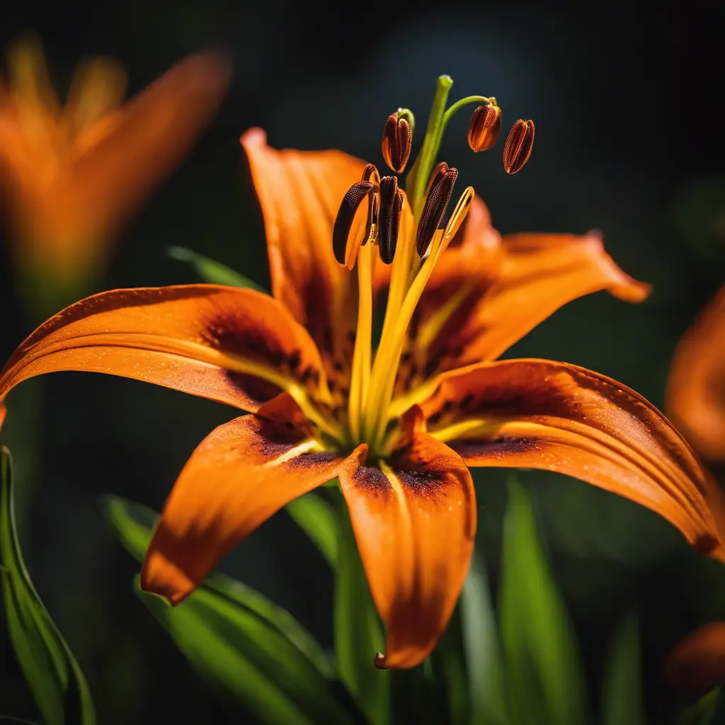 An image showcasing the vibrant orange petals of the Michigan Lily, a common wildflower found in Pennsylvania