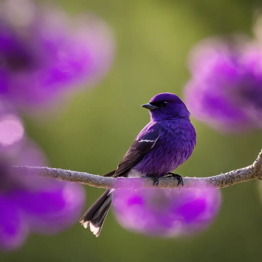 An image showcasing the vibrant purple feathers of the most common purple birds in Pennsylvania